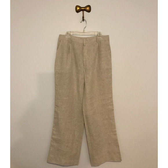 Reformation Women's Alex 100% Linen Oatmeal Pants - Size 12 - NEW WITH TAG - Picture 1 of 11